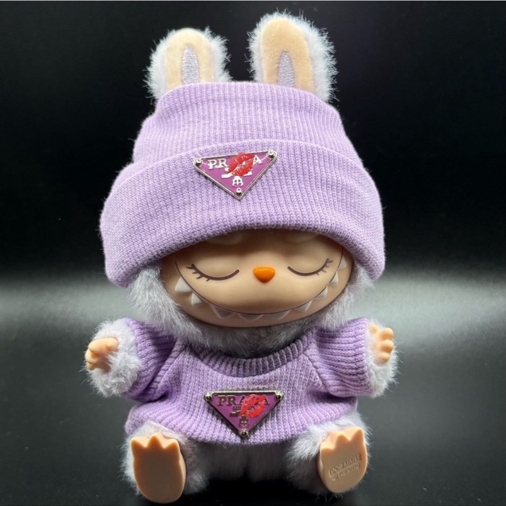 Labubu Clothes Beanie and Shirt - Purple (DOLL NOT INCLUDED) - LC-004